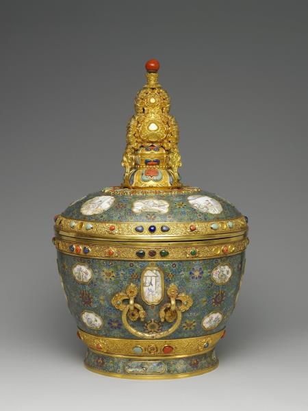 掐絲兼畫琺瑯酥油茶罐