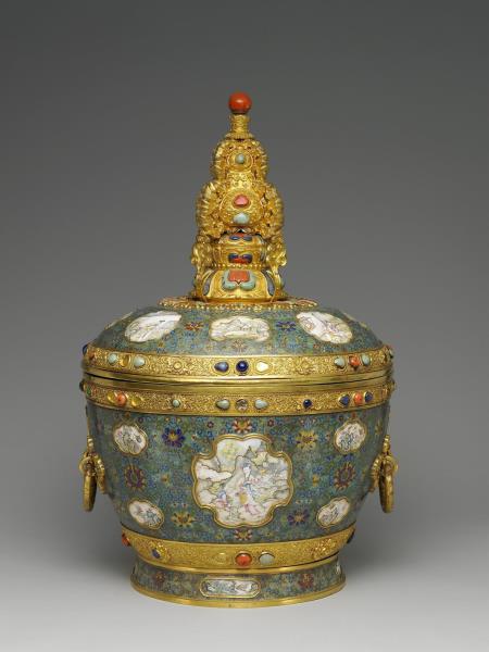 掐絲兼畫琺瑯酥油茶罐