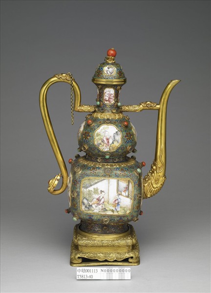 銅胎畫琺瑯西洋人物執壺