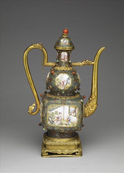 銅胎畫琺瑯西洋人物執壺