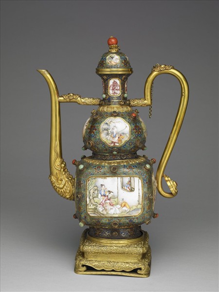 銅胎畫琺瑯西洋人物執壺