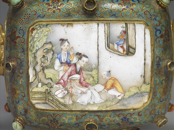 銅胎畫琺瑯西洋人物執壺