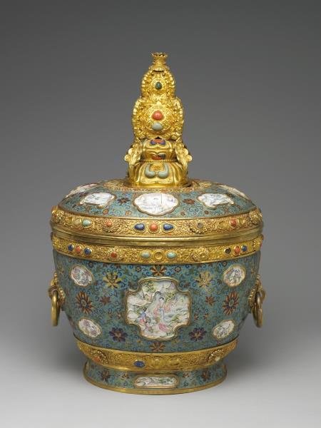 金胎西洋掐絲琺瑯奶茶罐