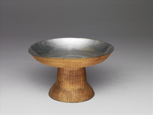 錫胎竹編高足盤