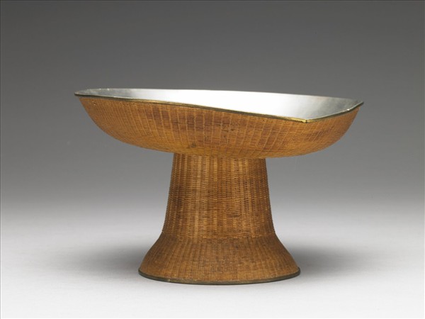 錫胎竹編高足盤