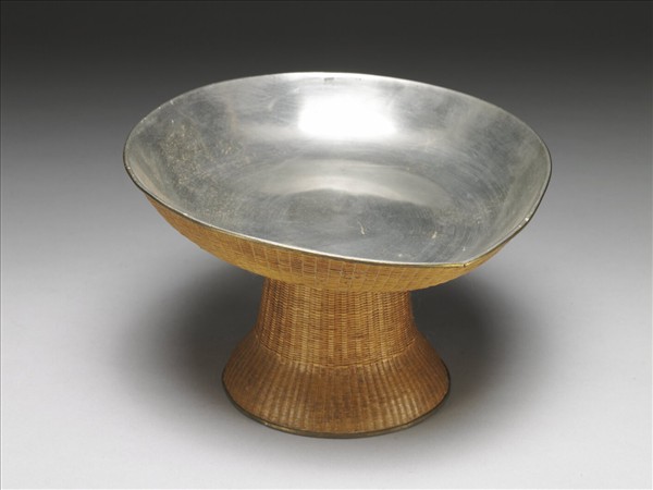 錫胎竹編高足盤