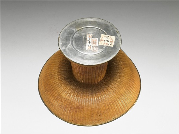 錫胎竹編高足盤