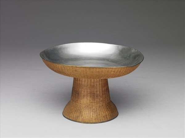 錫胎竹編高足盤