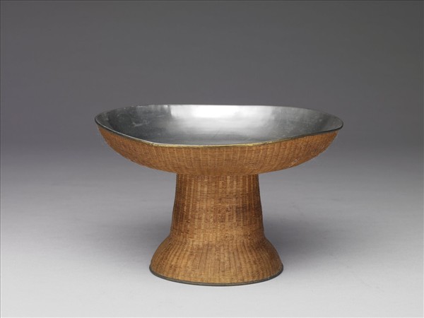 錫胎竹編高足盤