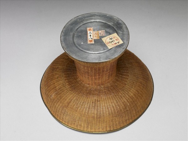錫胎竹編高足盤