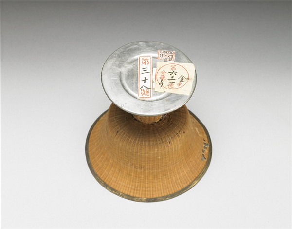 錫胎竹編高足杯