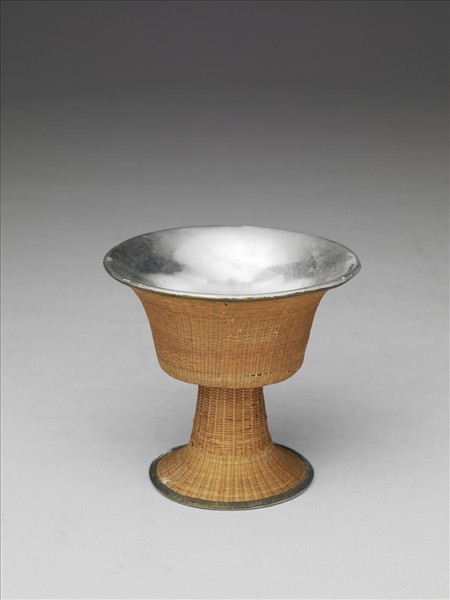 錫胎竹編高足杯
