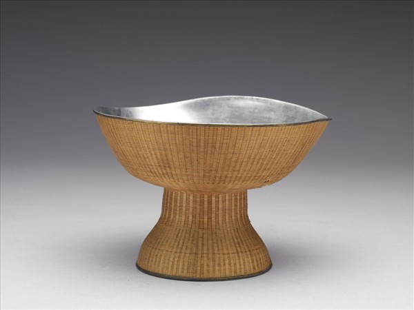 錫胎竹編高足碗