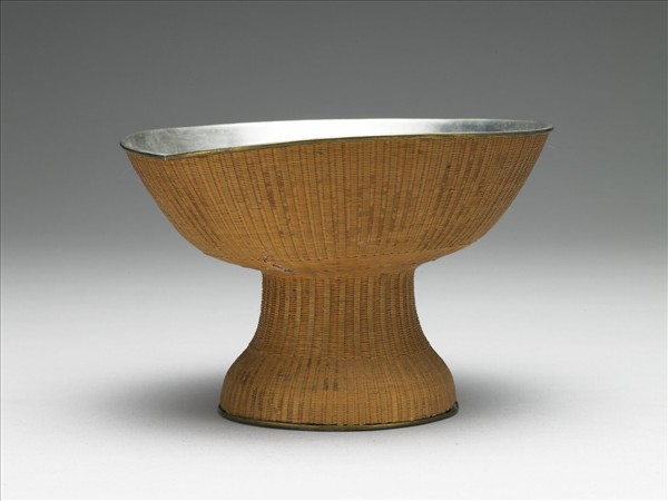錫胎竹編高足碗