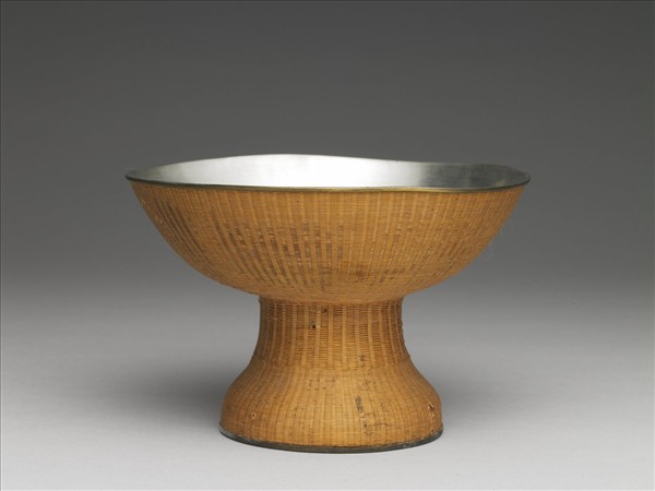 錫胎竹編高足碗