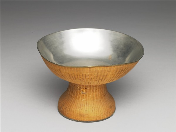 錫胎竹編高足碗