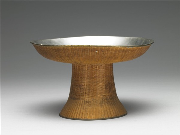 錫胎竹編高足盤