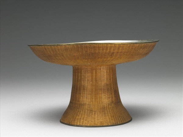 錫胎竹編高足盤