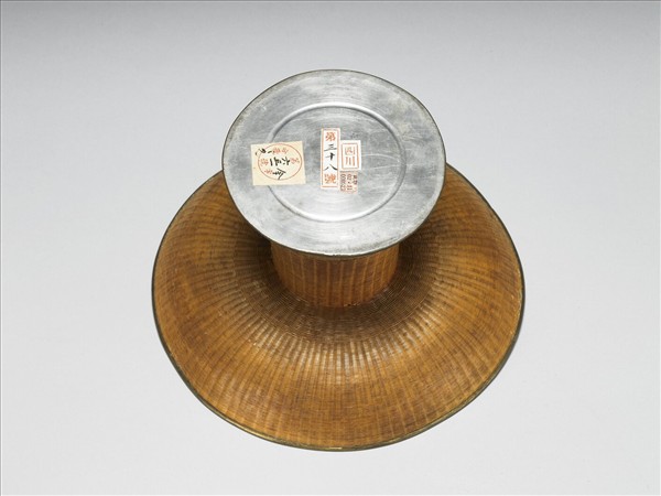 錫胎竹編高足盤