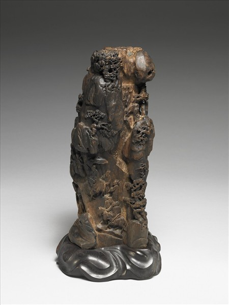 沉香木雕上林圖