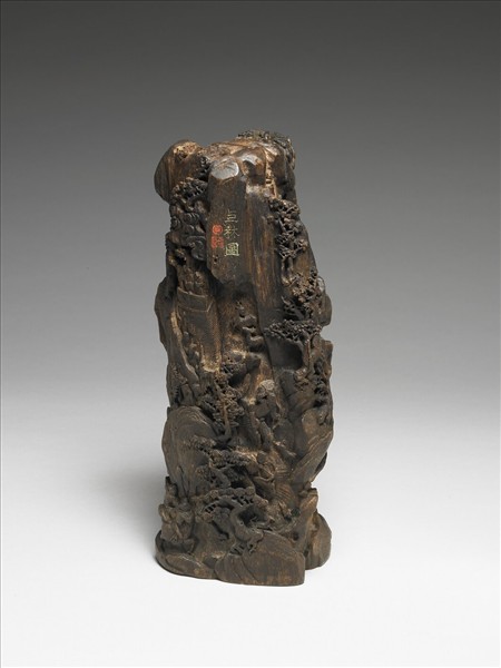 沉香木雕上林圖