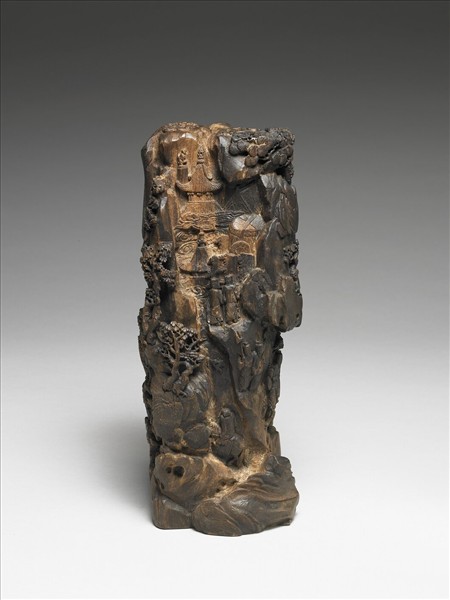 沉香木雕上林圖