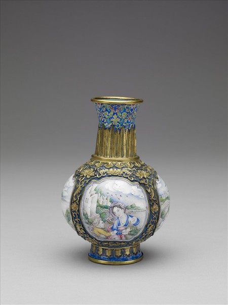 銅胎內填琺瑯西洋人物圖瓶