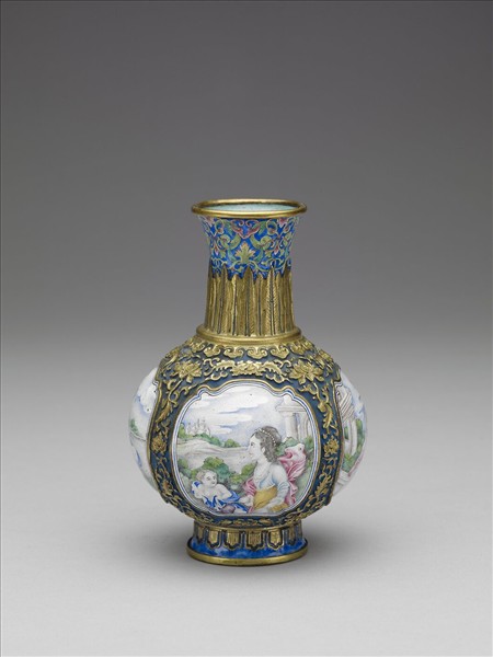 銅胎內填琺瑯西洋人物圖瓶