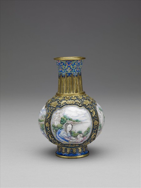 銅胎內填琺瑯西洋人物圖瓶