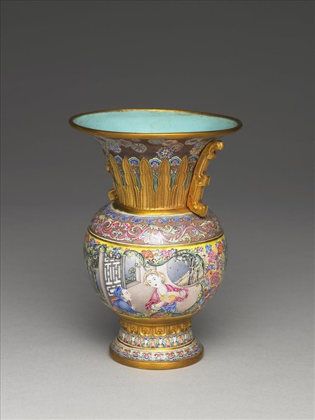 銅胎畫琺瑯西洋庭園人物圖