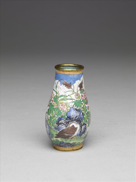 銅胎畫琺瑯蘆雁圖瓶