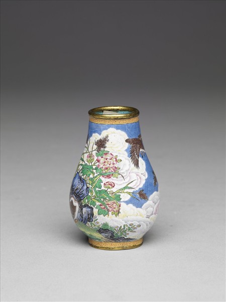 銅胎畫琺瑯蘆雁圖瓶
