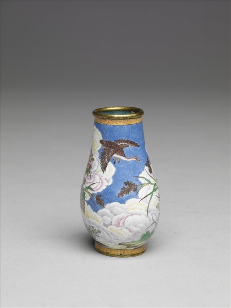 銅胎畫琺瑯蘆雁圖瓶