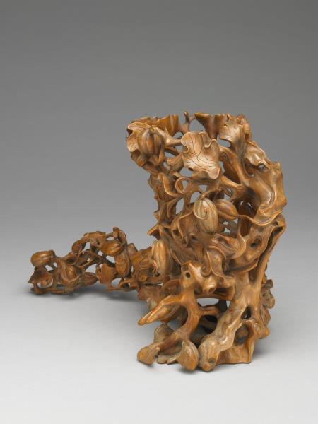 黃楊木雕鏤空瓜瓞筆筒