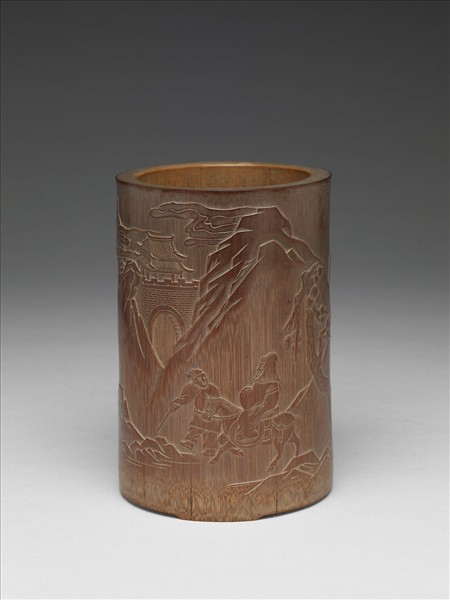 竹雕人物圖筆筒