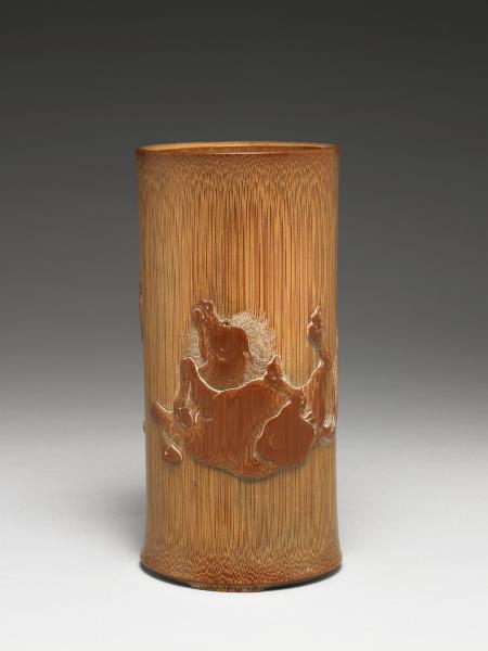 竹雕牧馬圖筆筒- 故宮