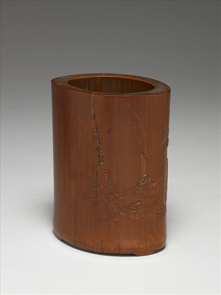 竹雕東坡赤壁圖筆筒