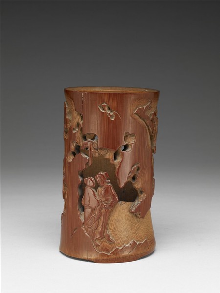 竹雕達摩故事筆筒