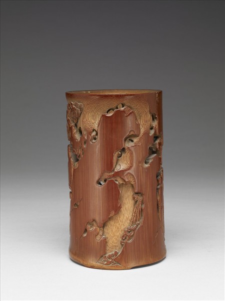 竹雕達摩故事筆筒