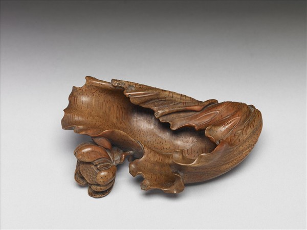 竹根雕荷葉水盛