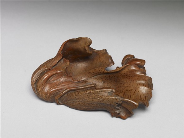 竹根雕荷葉水盛