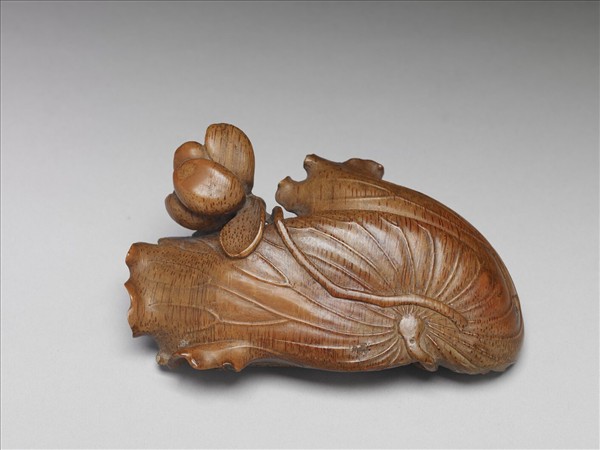 竹根雕荷葉水盛