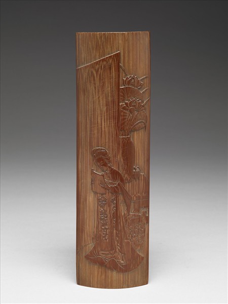 雕竹仕女圖臂擱