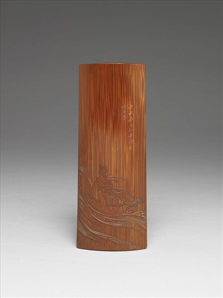 竹雕人物圖臂擱