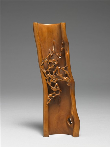 黃楊木梅花文字臂擱