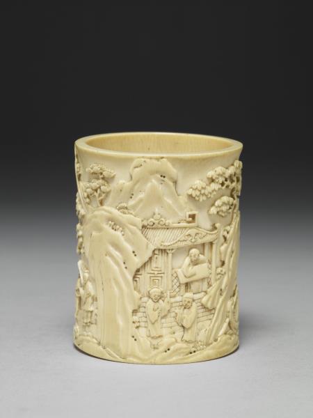 象牙雕漁樵耕讀筆筒