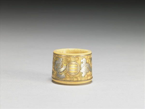 象牙雕嵌金銀扳指