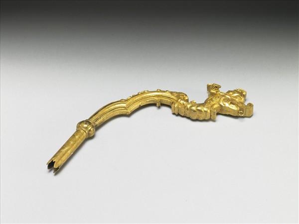 銅鍍金夔龍首管