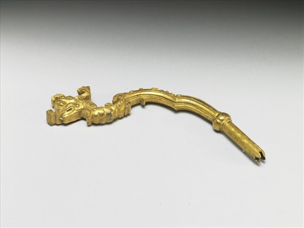 銅鍍金夔龍首管