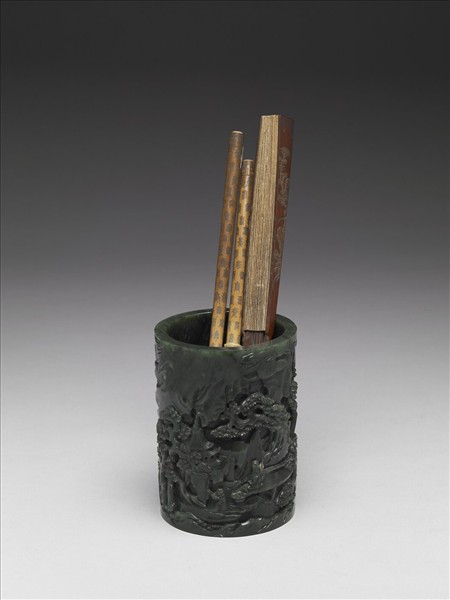 玉山水樓閣筆筒